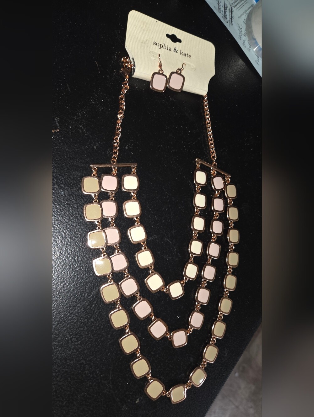 Sophia & Kate Gold-Tone Multistrand Cream Colorway  Necklace & Earrings